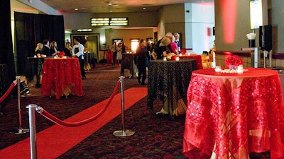 Lead the way to your private auditorium with red carpet and velvet ropes.
