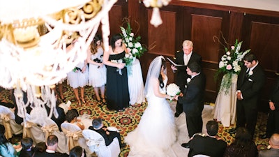Exchange vows under the beautiful Baccarat crystal chandelier.