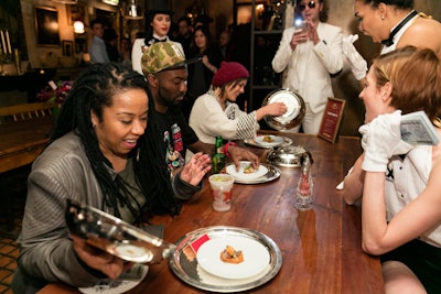 A popular challenge included a game of 'culinary roulette,' in which guests could win more 'Dositas' by eating exotic dishes placed in front of them. Options included duck testicles and fried rattlesnake.