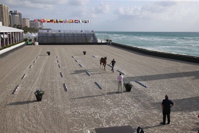 It took eight days to construct the venue, which was built on top of the existing sand with a silica sand.