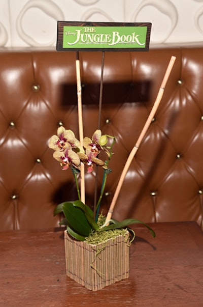 Orchids on tabletops at the premiere party suggested a tropical jungle feel.