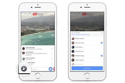 Facebook users can now invite others to watch a live stream.
