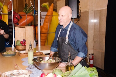 Top Chef judge Tom Colicchio was on site to give cooking demonstrations and advice on how to choose healthy options at the grocery store.