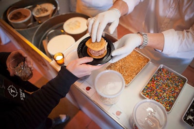 To tie into the sandwich theme at Thrillist's Hall of Heroes competition, organizers offered a make-your-own ice cream sandwich station for dessert.