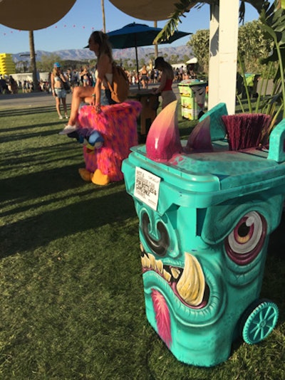 Part of Global Inheritance’s sustainability programs on the festival grounds, the Trashed Art of Recycling program asked artists to design bins for the chance to win festival passes.