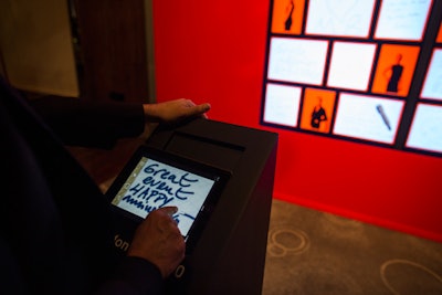 Guests could also deliver a high-tech message to Montblanc via a digital screen, which then displayed their hand-written messages on a dedicated video wall.