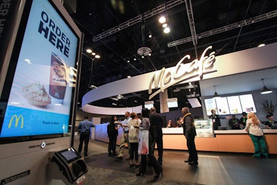 At either end of the Engagement Center, attendees could use digital kiosks to place orders from the McCafés. The kiosks at not yet available in all McDonald’s, so for some attendees it was an opportunity to see how the digital ordering service functioned.