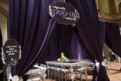 A purple tent held a pop-up restaurant from the caterer Ridgewells at Washington Business Journal's Book of Lists celebration in 2012.
