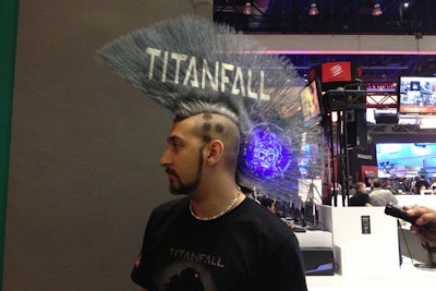 A Respawn Entertainment employee walked the show floor of the 2013 Electronic Entertainment Expo, sporting a dramatic logo Mohawk that glowed in the dark. (A buddy walked behind with a black-light flashlight to activate the effect.)