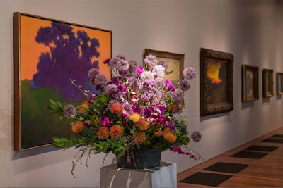 At the de Young Museum’s “Bouquets to Art” annual design showcase in San Francisco, florists created arrangements inspired by pieces in the museum’s permanent collection.