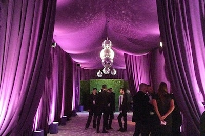 The previous year, the Elton John AIDS Foundation Oscar party got a purple-draped entrance punctuated by hanging disco balls.