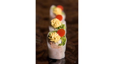 Duck arugula roll.
