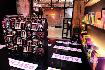 An adult bookstore with fluorescent-lined bookshelves was the inspiration for a bar area.