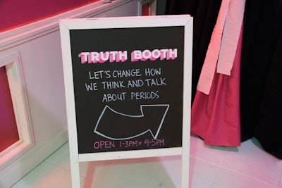 The 'Truth Booth' allowed guests to record video messages about their menstruation experiences.