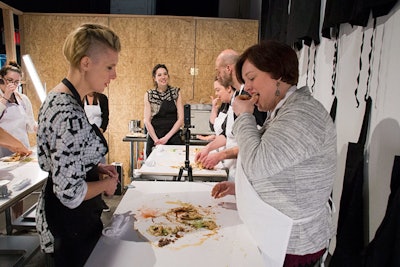 Experiential artist Emilie Baltz provided participants with ingredients and guided them through the process of making their own art with food.
