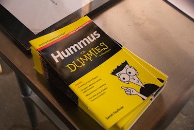 The installation also offered cheeky swag, including to-go pretzel and hummus packs and branded Hummus for Dummies books.
