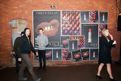 Urban Decay imagery was transformed into large-scale wheat pastings, which were stuck to the brick walls of the outdoor space.