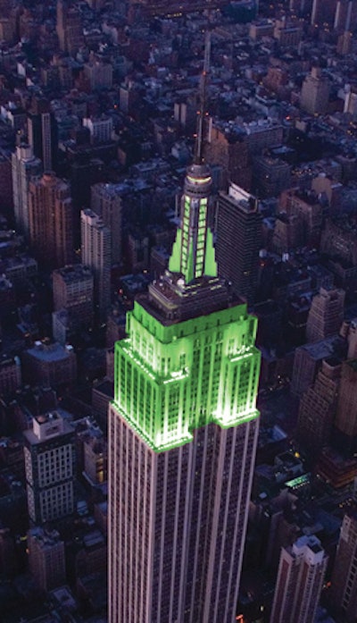 Another effort to raise awareness for the foundation involved lighting the Empire State Building (pictured), Madison Square Garden, and the Bloomberg Tower in the foundation's signature green hue.