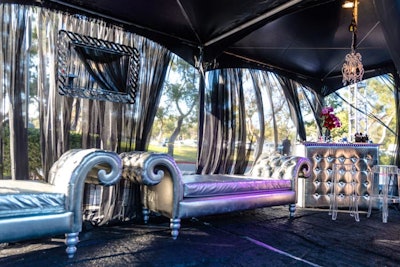 At a 2015 party surrounding Roth Capital Partners’ financial conference in Orange County, California, flowing black drape provided a a retro '80s glam vibe to support a performance from the band Poison.