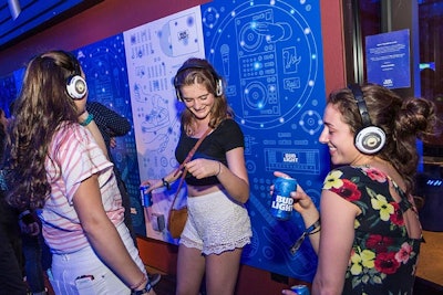In March, Bud Light sponsored South by Southwest in Austin, Texas. The “Bud Light Factory” activation featured an interactive wall with a massive DJ controller that allowed gusts to remix music.