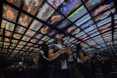 Inside the Social Soul activation, a stream of photos, video, and sounds from Twitter was displayed on screens.