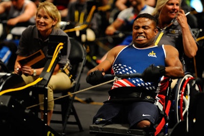 The Invictus Games are an international event in which wounded, injured, or sick armed services personnel compete in sports including wheelchair basketball, sitting volleyball, and indoor rowing.