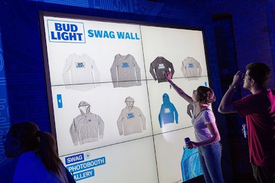 At the Bud Light Factory, attendees could win prizes at a touch-screen swag wall.