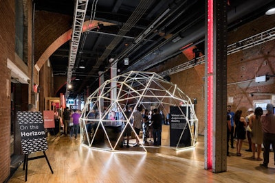 The event was divided into four different zones that each had immersive experiences based on the zone's theme. The 'On the Horizon' zone had a geodesic dome that housed virtual-reality experiences from different companies.