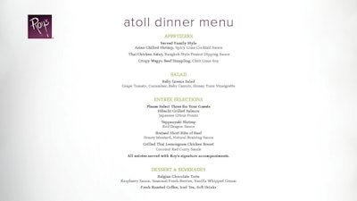 Atoll dinner menu.