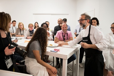 Following his presentation, Massimo Bottura, the head chef of three-Michelin-star Osteria Francescana in Italy, lead a workshop for a small group of attendees. Organizers doubled the number of workshops and master classes compared to last year.