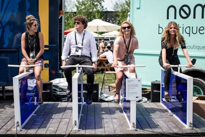 The outdoor village had a variety of art installations including some that were interactive. At one, four guests could pedal stationary bikes at the same time to produce music.