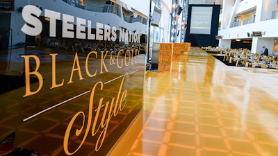 A custom-printed straight acrylic bar for the Steelers Fashion Show.