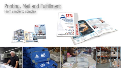 International publisher and conference group’s binder, multiple printed materials, storage, and final assembly into bag