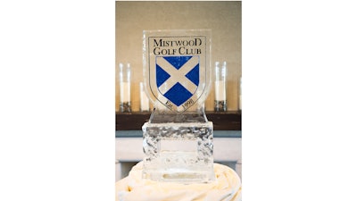 A branded ice sculpture