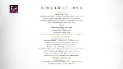 Island dinner menu.