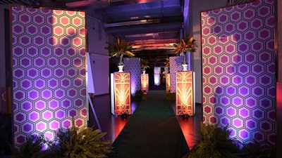 Uplit dividers with a honeycomb design illuminated the UPMC Hillman Gala event entry walkway.