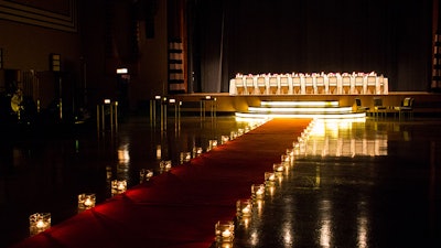 A dinner set-up in the concert hall