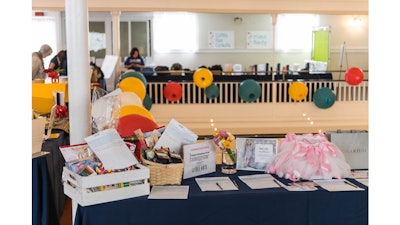 Auction items at the Free Arts Fun Day at the Santa Monica Women's Center.