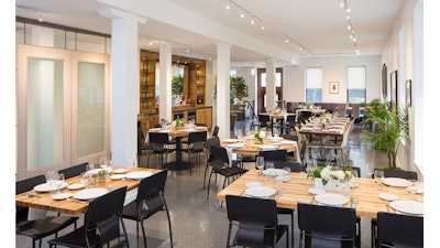 Set for a business dinner party.