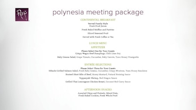 Polynesia meeting package.