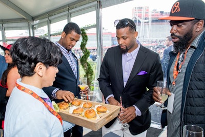 Other fare included sliders branded with the logo of sponsor Adena Springs.