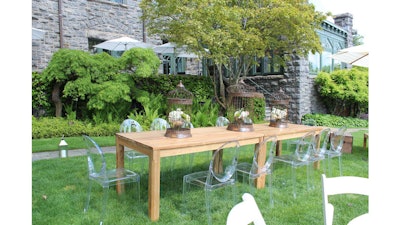 Mix Rustique tables and dome cages to create beautiful dining areas.