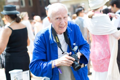 New York Times photographer Bill Cunningham on assignment at the Jazz Age Lawn Party on Governors Island in 2014.