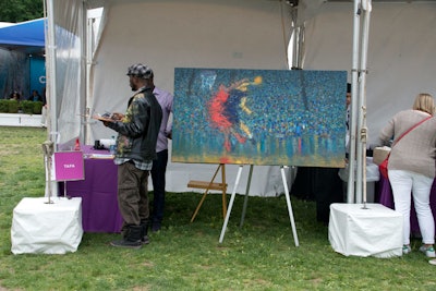Harlem-based artist Tafa displayed his work during the Sunday stroll.
