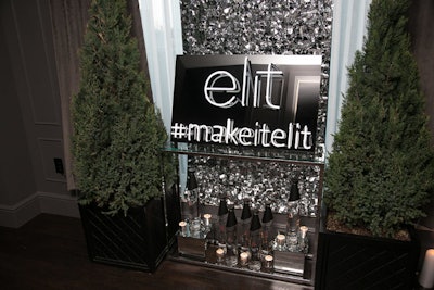A decorative sign with the event hashtag welcomed guests to the Elit events at the penthouse at the Marmara Park Avenue hotel.
