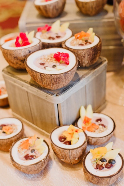 For breakfast, guests enjoyed cherry-chia seed pudding and coconut acai bowls.