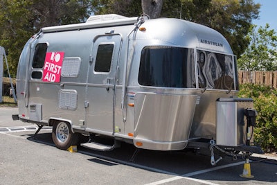 A vintage Airstream trailer served as the first-aid facility for the event.