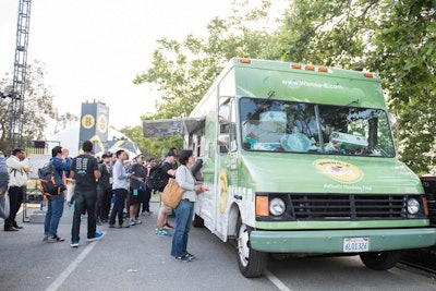 Meals were served by food trucks and from kitchens that organizers built on site.