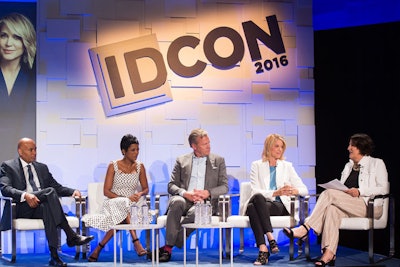 The “Justice for All” panel included several ID hosts sharing behind-the-scenes stories. Tony Harris (far left), Tamron Hall, Chris Hansen, and Paula Zahn were joined by panel moderator Sara Kozak (far right), senior vice president of production for Investigation Discovery and American Heroes.