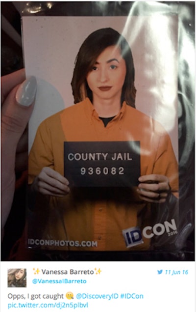 IDCon had a customized photo exhibit that allowed people to pose for pictures of themselves that were then superimposed on ID-centric backgrounds, such as a prison mug shot. Twitter-using attendees at the event had a chance to win prizes (such as ID merchandise) based on their tweets about IDCon.